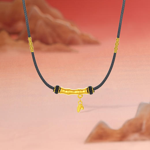 周六福黄金竹节项链女款5d硬金定价竹节编绳节节高升新年升职礼物 商品图2