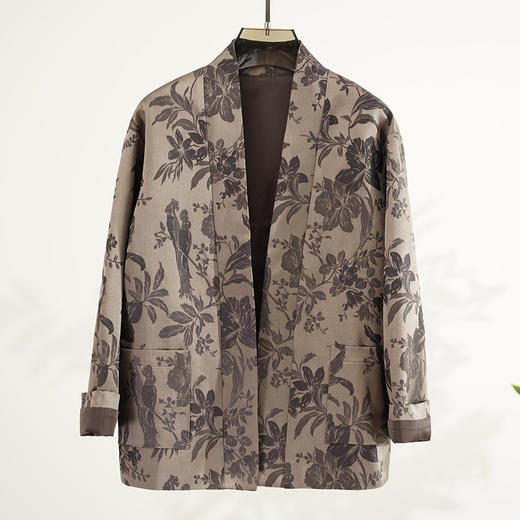 丁摩 东方禅意新中式国风外套桑蚕丝提花宽松设计感桑蚕丝上衣5ZF-0026 商品图0