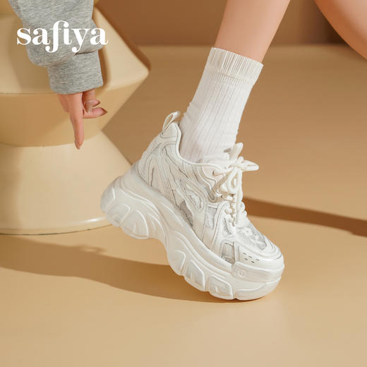 预售10天发|Safiya/索菲娅2025蕾丝透网增高厚底运动休闲老爹鞋 SFD1112238 商品图3