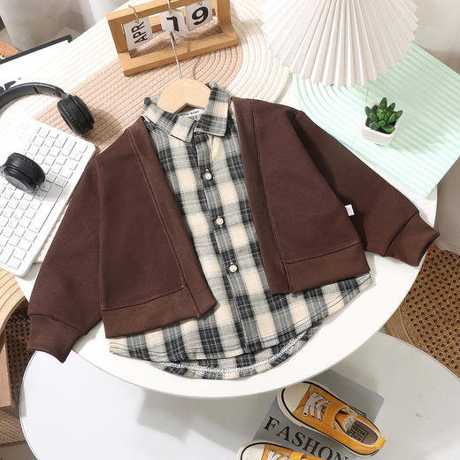 【2025春季新款】男童卫衣儿童衬衣假两件男中大百搭长袖春款韩版春装上衣聚 商品图2