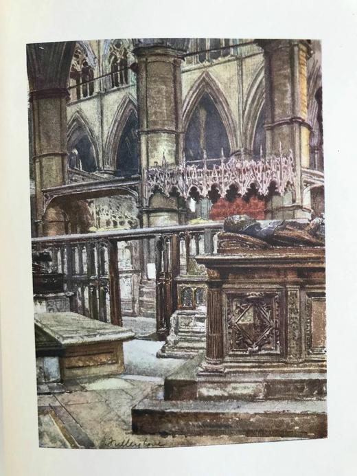 1906年 威斯敏斯特教堂 21幅彩色插图 漆布精装大32开 商品图8