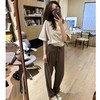 ROMI STUDIO“内外兼备”柔软透气抗皱抽绳巧克力棕休闲西裤K3306 商品缩略图1