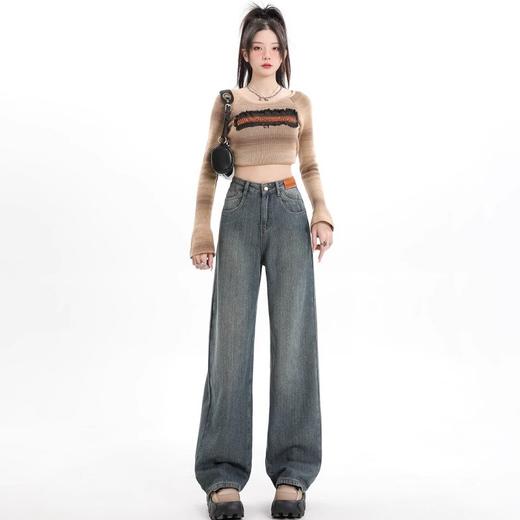 藏肉显瘦「DANMO碧筠漫影牛仔裤」宽松0束缚 自在更舒适 收腹高腰 提臀塑形 商品图4