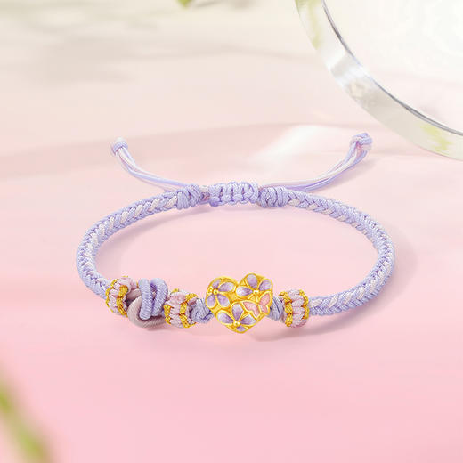 周六福黄金手串女款3d硬金定价迎春花足金珐琅花语转运珠送女友礼物 商品图4