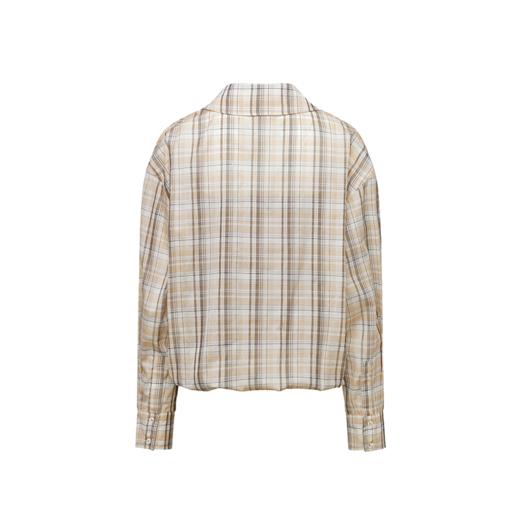 NUTH 复古拼接假两件格纹短款V领长袖衬衫外套女 商品图6