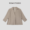 ROMI STUDIO“法式衣橱”系列棉麻 V领宽松七分袖侧开叉衬衣 T3926 商品缩略图0