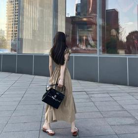 ROMI STUDIO-B 法式复古 收腰气质卡其色休闲长款连衣裙D3206