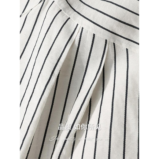 COCOBELLA设计感捏褶小立领条纹衬衫宽松休闲精致衬衣SR0019 商品图4