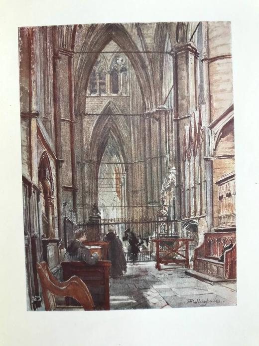1906年 威斯敏斯特教堂 21幅彩色插图 漆布精装大32开 商品图12