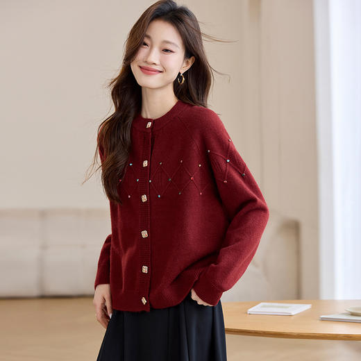 CC-22-2506春装新款开衫针织衫长袖复古民族风圆领百搭洋气小衫软糯上衣 商品图0