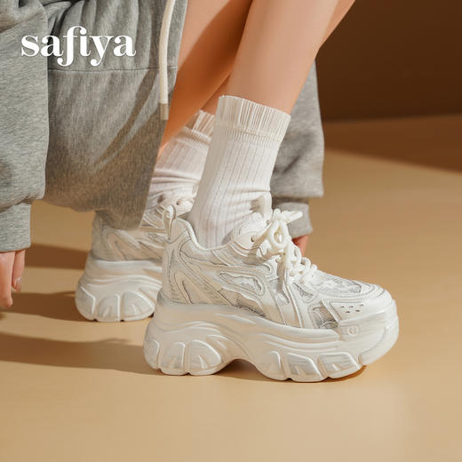 预售10天发|Safiya/索菲娅2025蕾丝透网增高厚底运动休闲老爹鞋 SFD1112238 商品图0