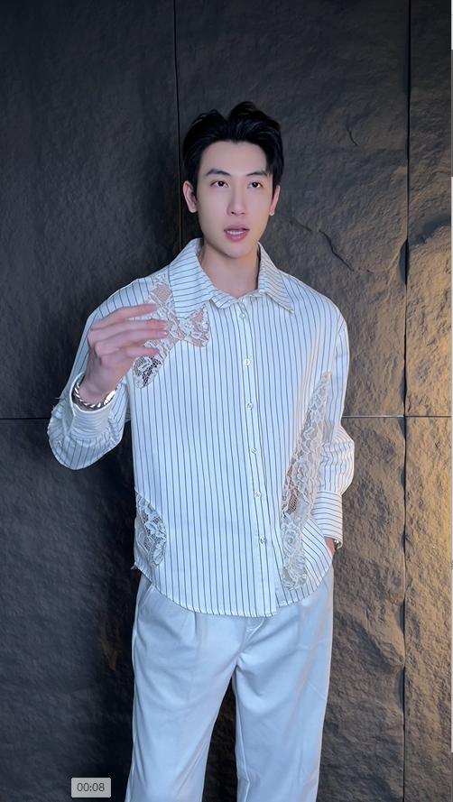 CS116夏季新时尚花边拼接男士衬衫百搭条纹印花上衣宽松经典短袖 商品图0