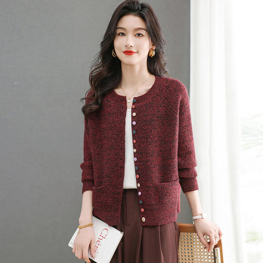 CC-89-2527小个子毛衣外套女士2025春季新款条纹洋气针织衫开衫短款上衣外搭 商品图1