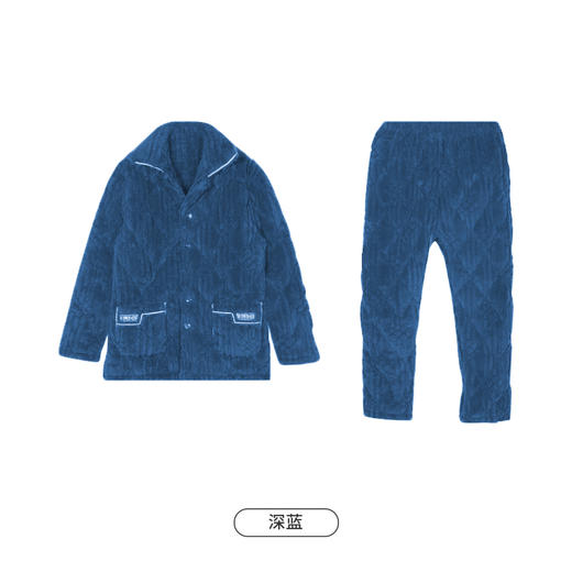 都市丽人都市锋尚睡衣夹棉系列长袖法兰绒烂花夹棉加加厚男士加夹棉套装FHT1F8 商品图1