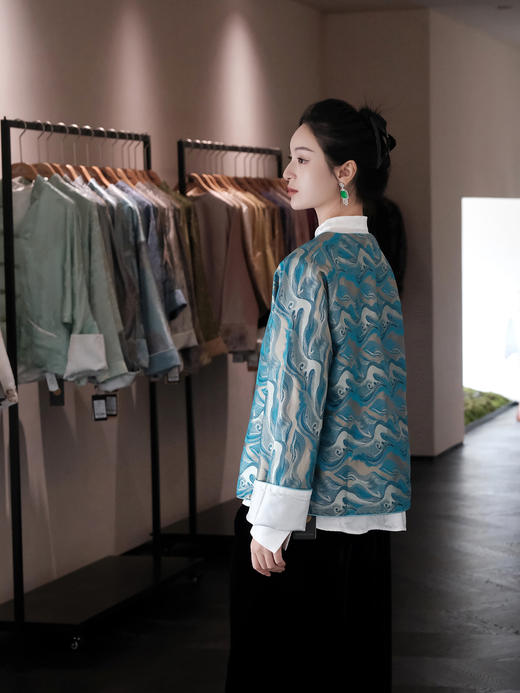 盛唐牡丹 |海浪纹重缎宋锦对襟外套 商品图11