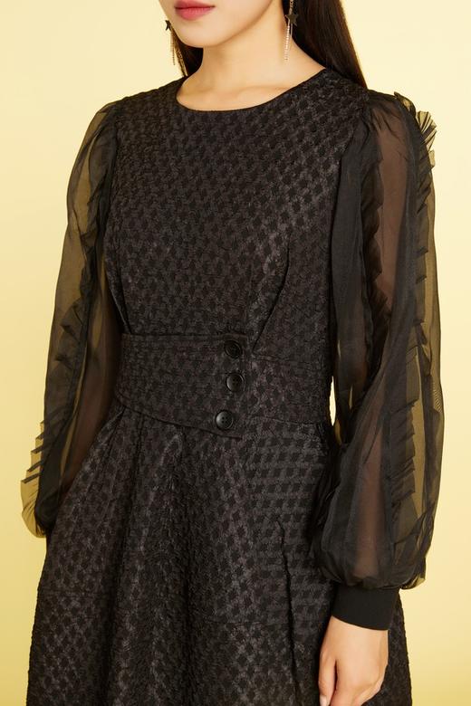 Le Malene 黑色提花面料高档连衣裙 11383 商品图3