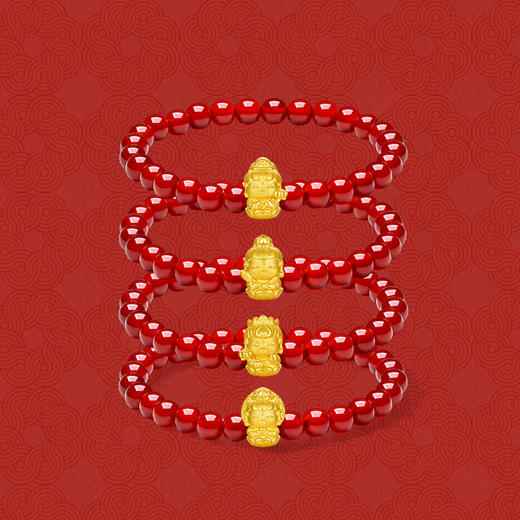 周六福黄金手串女3d硬金定价十二生肖守护萌佛红玛瑙本命年生肖蛇 商品图2