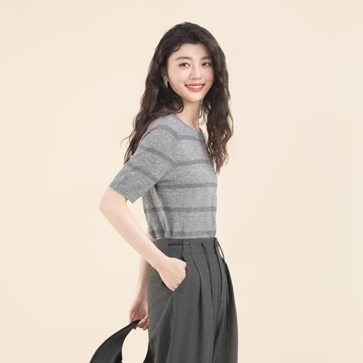 SNE6BE224诗梦薄暮灰条纹针织 商品图2