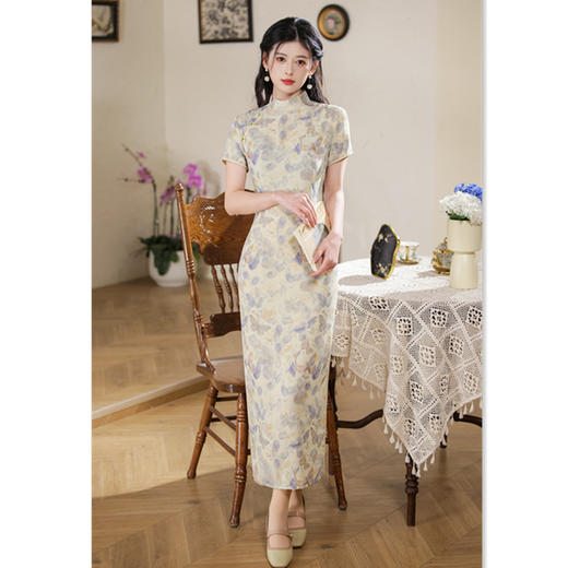 时尚改良新中式，天丝麻长款旗袍GX-901208 商品图2