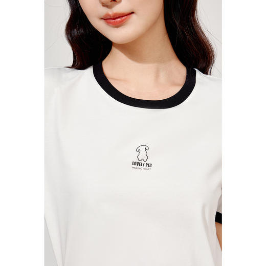 【商场同款】诗凡黎白色圆领上衣2024秋新款印花T恤3F7200781 商品图3