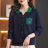 CC-102-8775春秋镶钻气质毛衣女冬款翻领长袖洋气上衣百搭刺绣针织打底衫 商品缩略图1