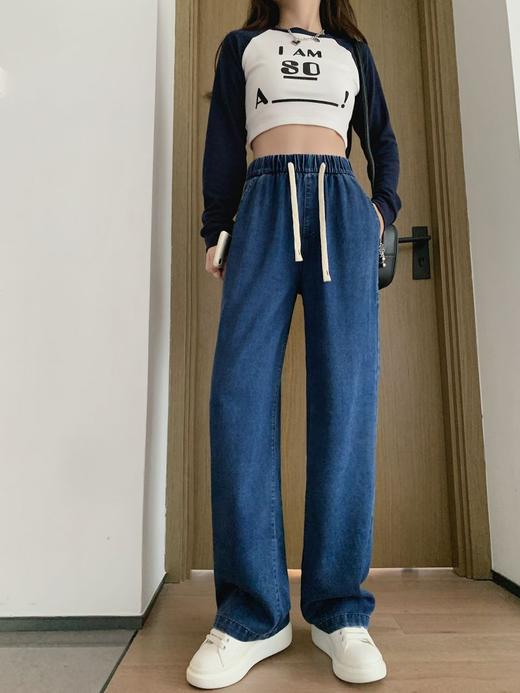 丁摩 【牛仔阔腿裤】春天新女装天丝牛仔直筒阔腿长牛仔阔腿休闲裤子5ZF- C166 商品图6