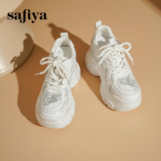 预售10天发|Safiya/索菲娅2025蕾丝透网增高厚底运动休闲老爹鞋 SFD1112238 商品图8
