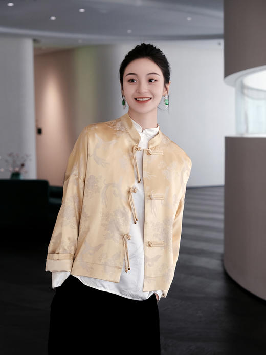 盛唐婧 |凤戏牡丹流苏铜扣外套 商品图1