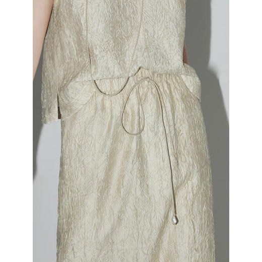 COCOBELLA[莱赛尔]对丝拼接压褶肌理感25夏缎面半身裙HS3002 商品图3