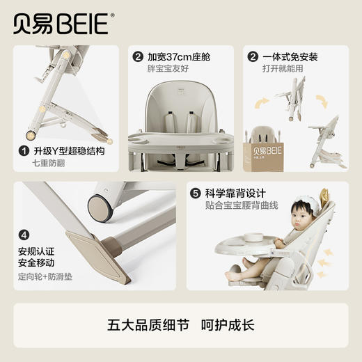 【限量秒杀】贝易皇室餐椅儿童餐椅多功能宝宝餐桌椅家用婴儿吃饭学坐成长椅子【仅限这一个颜色的款式，售完下架，其他颜色不参加！！】 商品图2