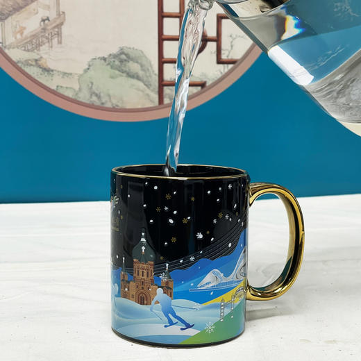 中国冰雪正版授权 迎接2025亚洲冬季运动会 冰雪情缘感温杯 配收藏证书 商品图2