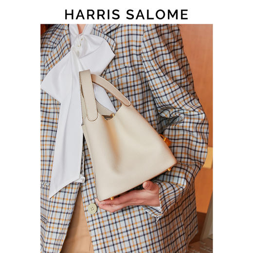 HARRIS SALOME金扣莱蓝子大容量通勤包牛皮手提手挎包水桶包 商品图0