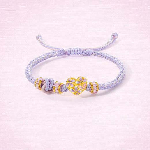 周六福黄金手串女款3d硬金定价迎春花足金珐琅花语转运珠送女友礼物 商品图2