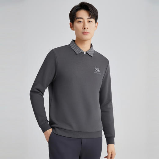 圣得西假两件加绒卫衣男秋冬款绒面百搭韩系上衣长袖T恤 商品图1