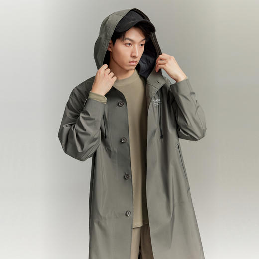 GXG男装 城市探索深灰色户外简约三防连帽风衣 秋季热卖 商品图2