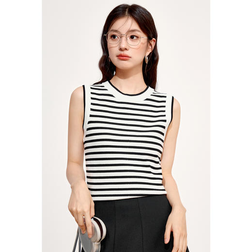 【商场同款】诗凡黎显瘦条纹针织背心2024秋新款女3F8231681 商品图2