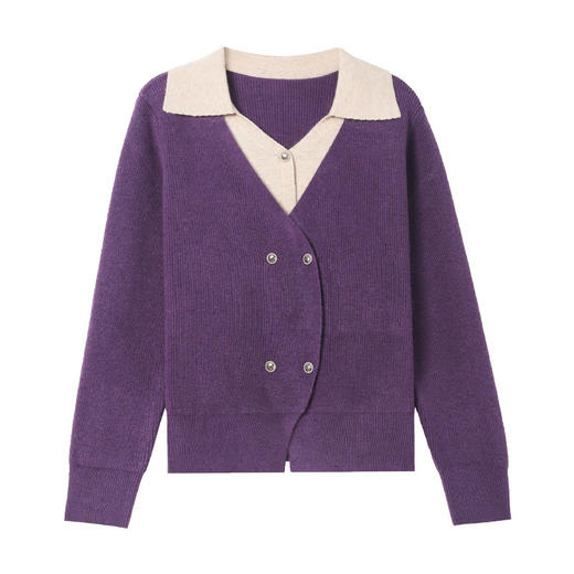 CC-102-1708红色洋气假两件毛衣女秋冬新款宽松显瘦针织衫打底上衣 商品图4