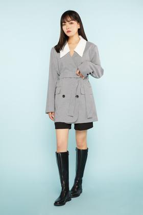 Kai & Kiera 率性利落黑白格纹西装外套 11239