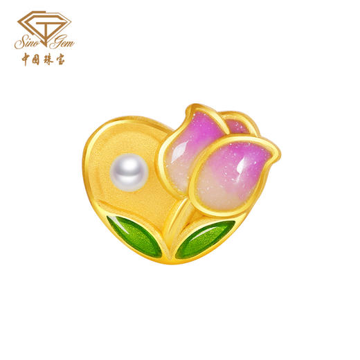 「LOVESTAR-爱的礼物」黄金珐琅转运珠 足金蝴蝶花朵郁金香桃花手串手绳 商品图14