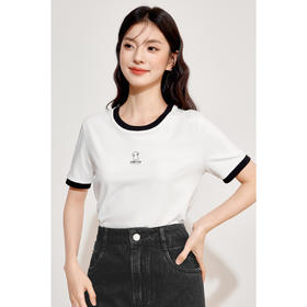 【商场同款】诗凡黎白色圆领上衣2024秋新款印花T恤3F7200781