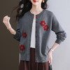 CC-11-9115小个子针织开衫女士2025春秋季新款洋气提花朵圆领薄外套外搭上衣 商品缩略图2