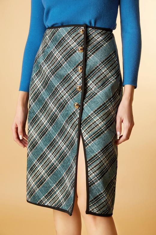 ANSUABEL 高开衩时尚格纹半裙 11378 商品图3