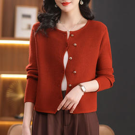 CC-102-8779春秋女装新款高腰毛衣女短款时尚开衫外套针织上衣洋气宽松配裙子