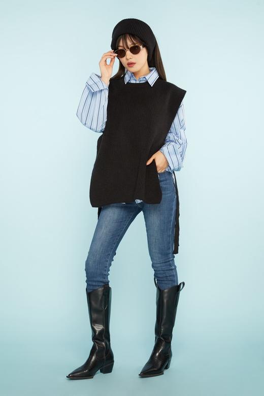 LNNNS 百搭黑色针织马甲上衣 11309 商品图1