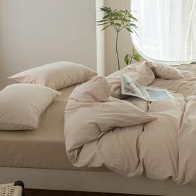 【水洗棉细格纹四件套】纯棉水洗棉四件套细格纹套件简约床上用品格子全棉