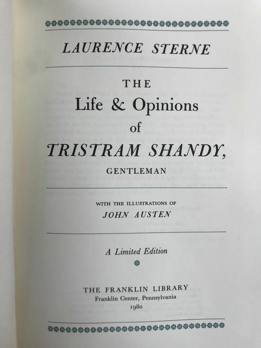 限量版！劳伦斯·斯特恩《项狄传》 约翰·奥斯丁12幅版画插图 豪华皮装18开 商品图2