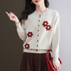 CC-11-9115小个子针织开衫女士2025春秋季新款洋气提花朵圆领薄外套外搭上衣 商品缩略图1
