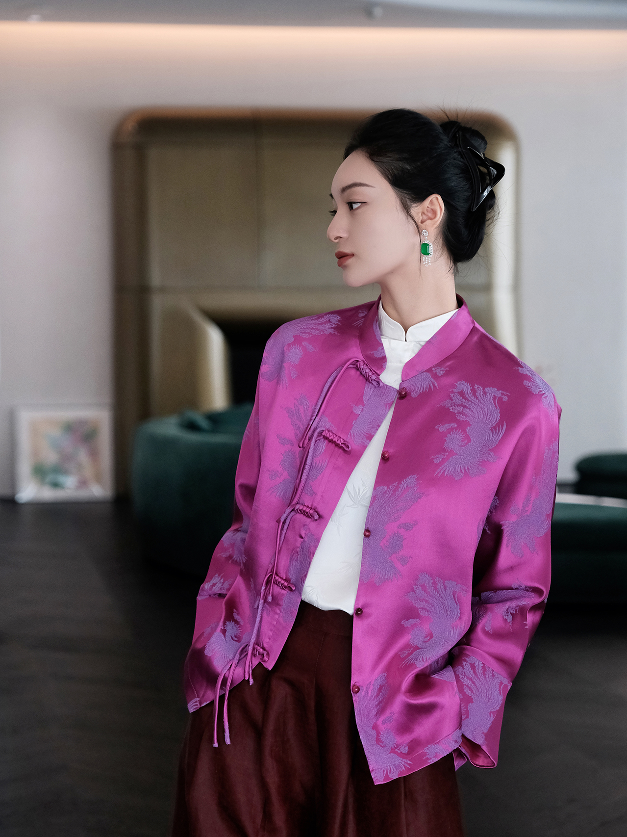 盛唐婧 |桑蚕丝火凤凰紫外套