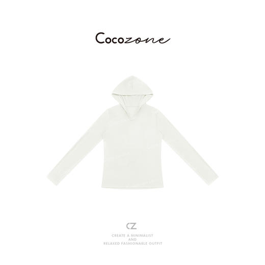 COCO ZONE 莱赛尔绵羊毛混纺早春连帽长袖T恤CD2A0067 商品图1