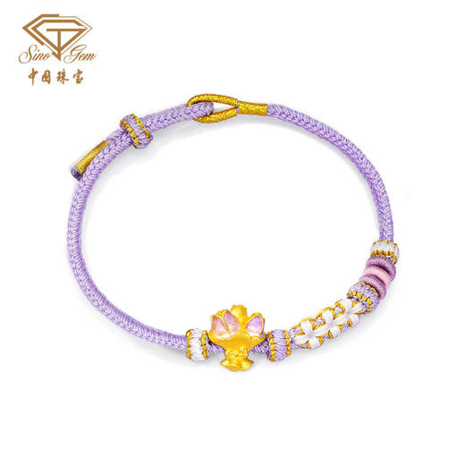 「LOVESTAR-爱的礼物」黄金珐琅转运珠 足金蝴蝶花朵郁金香桃花手串手绳 商品图7